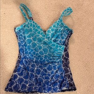 Talbots Blue and White Women's Swim Top